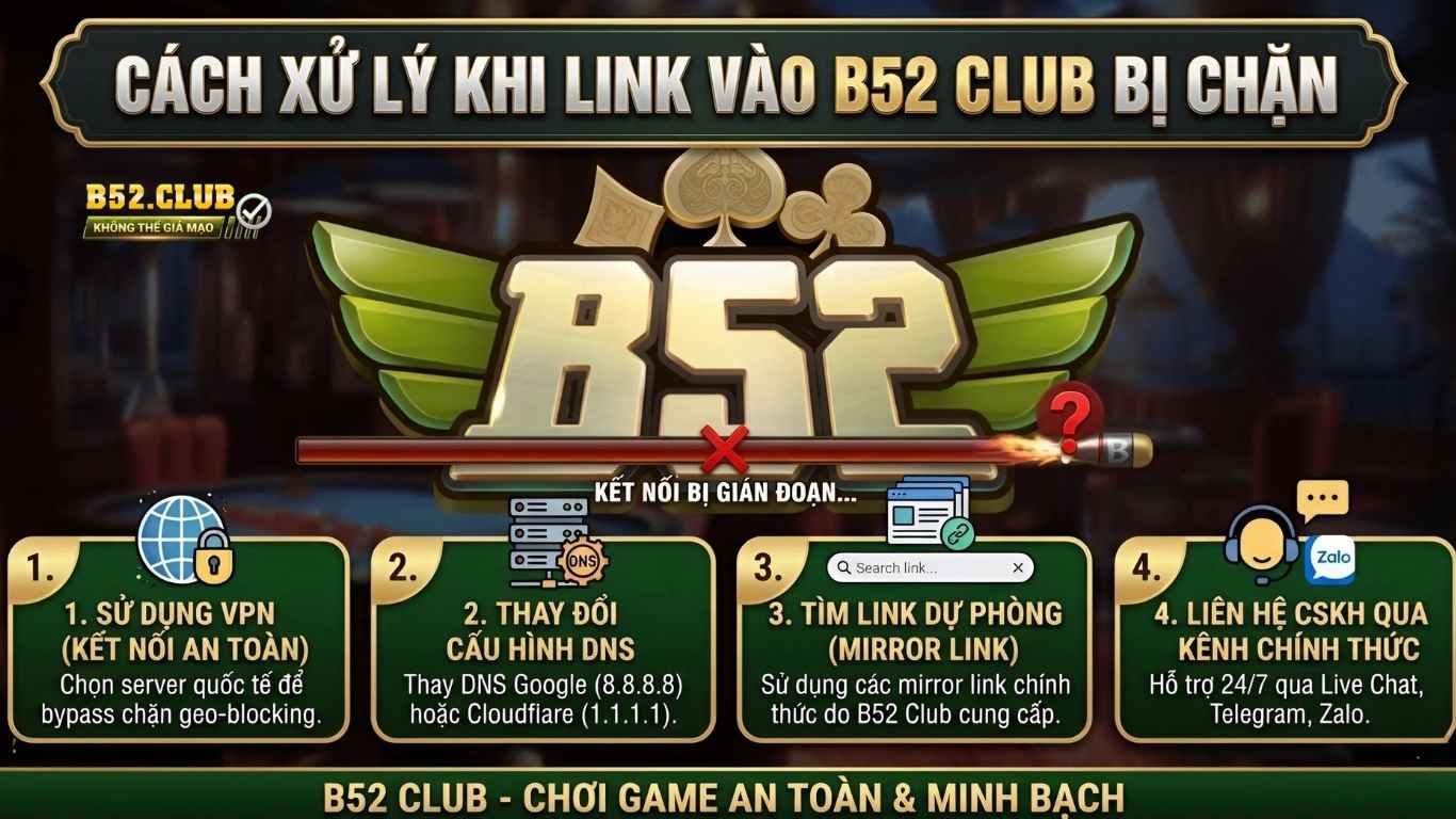 Cách xử lý khi link vào B52 Club bị chặn Cách xử lý khi link vào B52 Club bị chặn