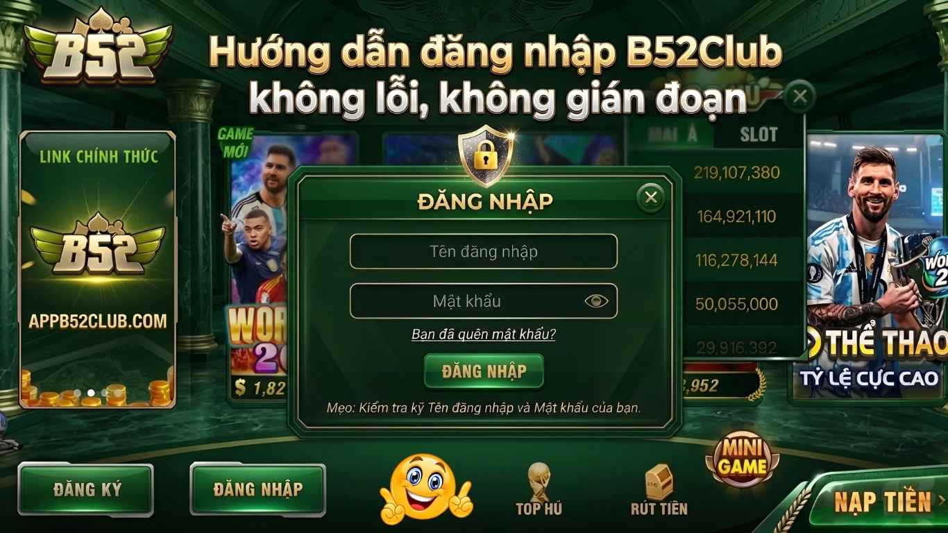 Hướng dẫn Đăng Nhập B52club trên web và app di động