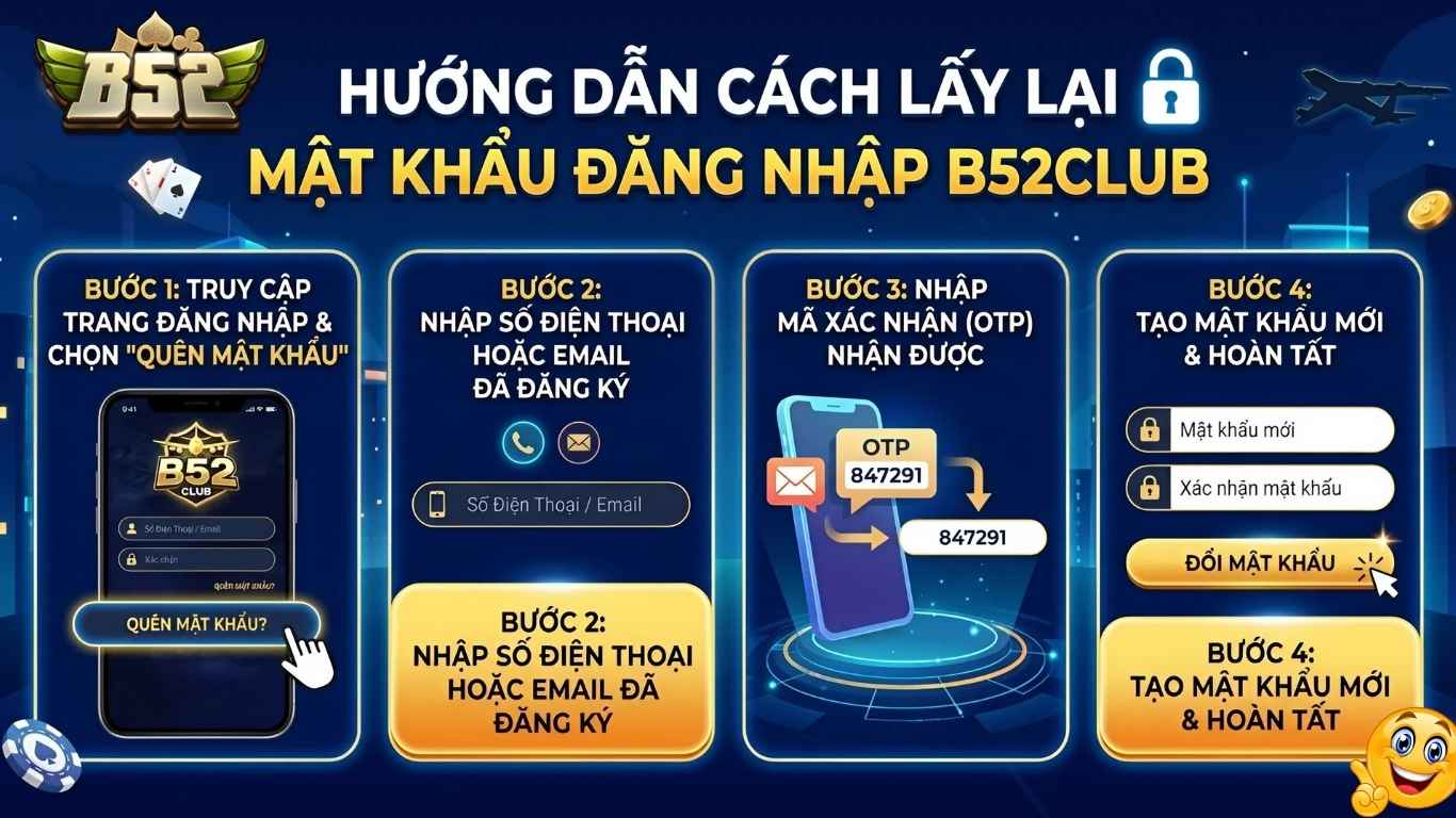 Hướng dẫn cách lấy lại mật khẩu Đăng Nhập B52club